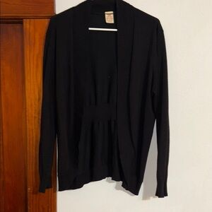 Classic Black Open-Front Cardigan Sweater